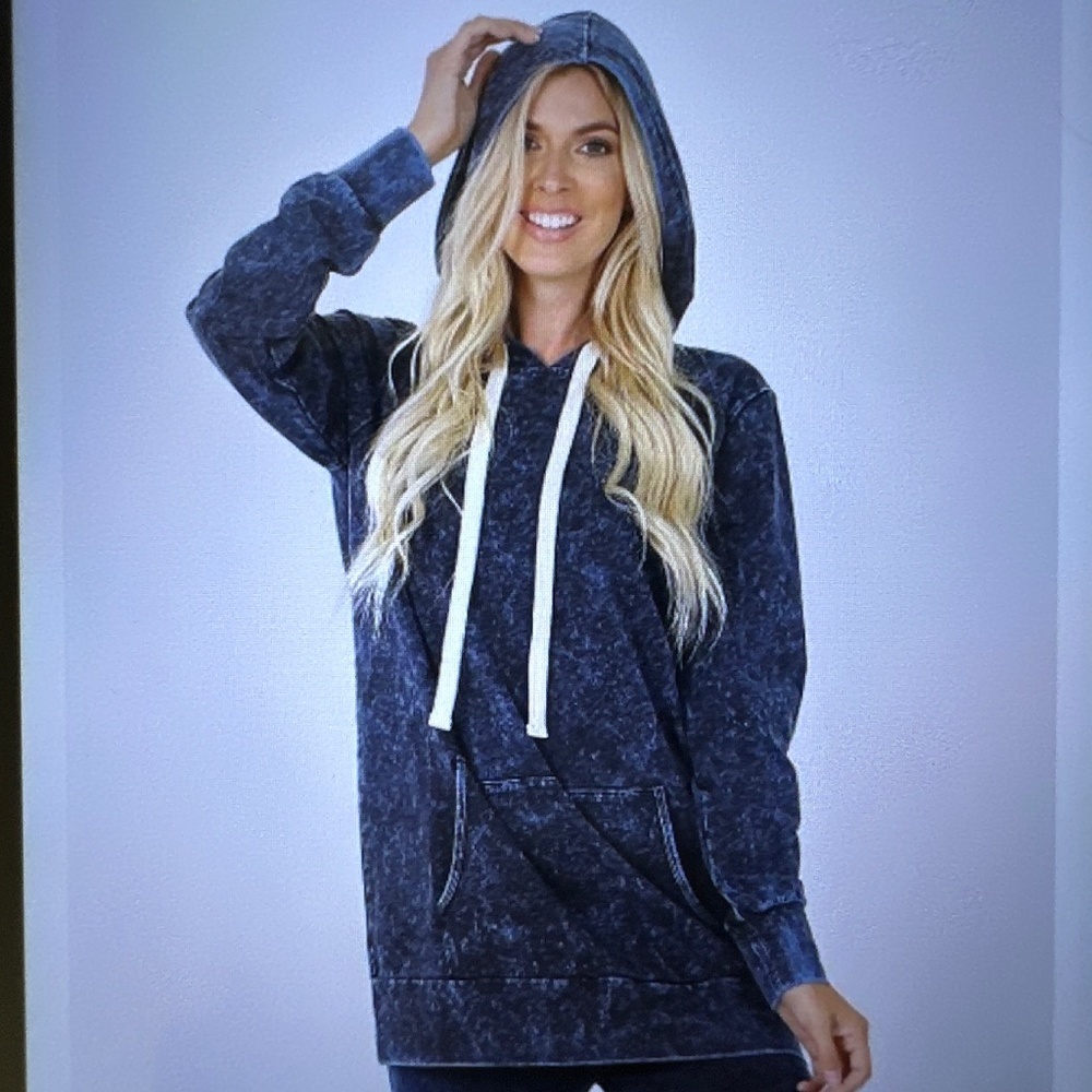Zenana Mineral Wash Hoodie 1X Long sleeve - Picture 9 of 10